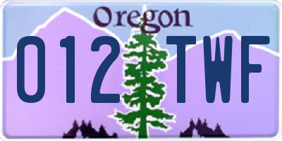 OR license plate 012TWF