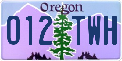 OR license plate 012TWH