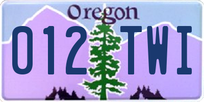OR license plate 012TWI