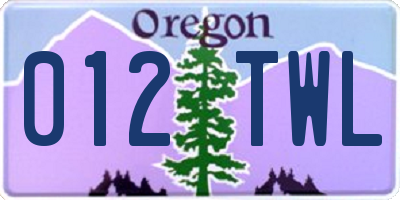 OR license plate 012TWL