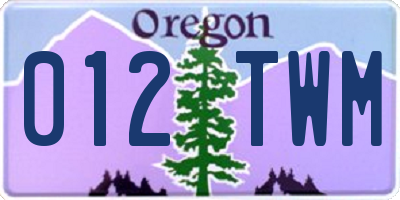 OR license plate 012TWM