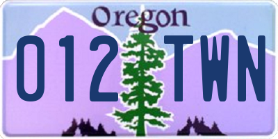 OR license plate 012TWN