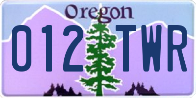 OR license plate 012TWR