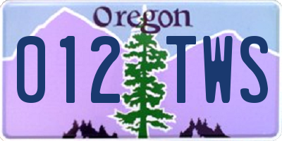 OR license plate 012TWS