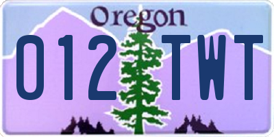 OR license plate 012TWT