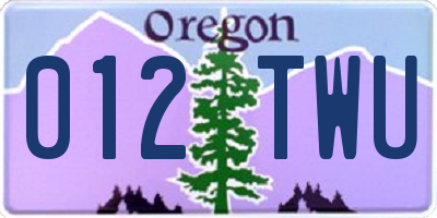 OR license plate 012TWU