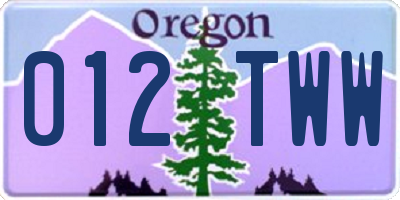 OR license plate 012TWW