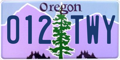 OR license plate 012TWY