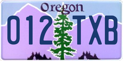 OR license plate 012TXB