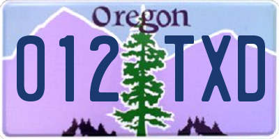 OR license plate 012TXD