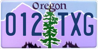 OR license plate 012TXG