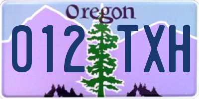 OR license plate 012TXH