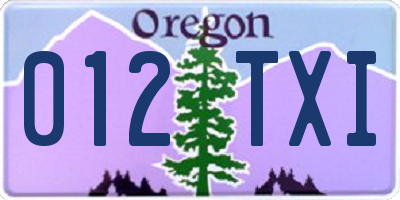 OR license plate 012TXI