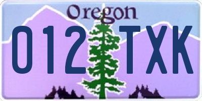 OR license plate 012TXK