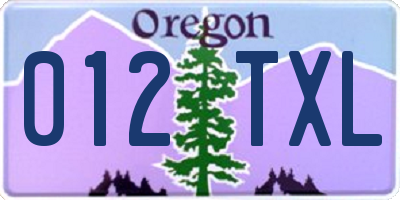 OR license plate 012TXL