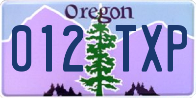 OR license plate 012TXP