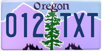 OR license plate 012TXT