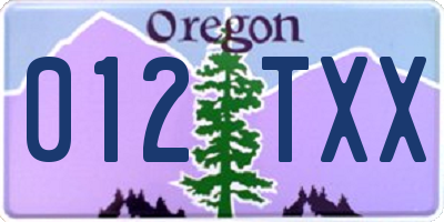 OR license plate 012TXX