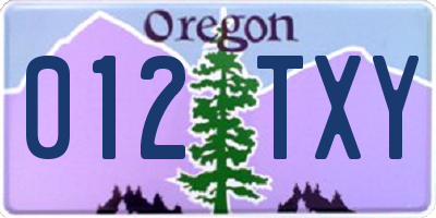 OR license plate 012TXY
