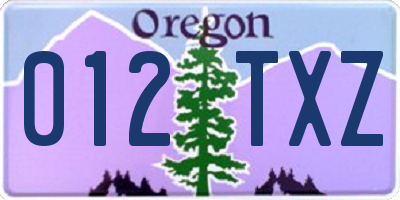 OR license plate 012TXZ