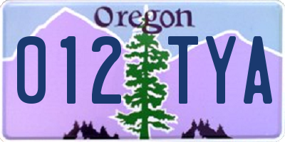 OR license plate 012TYA