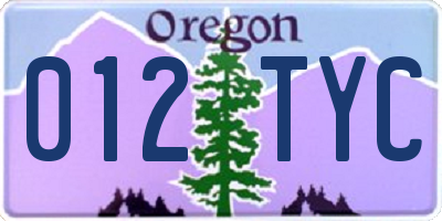 OR license plate 012TYC