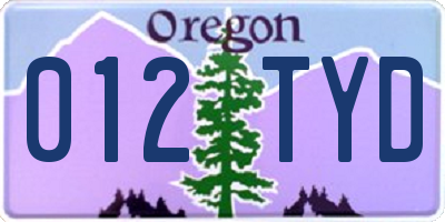 OR license plate 012TYD