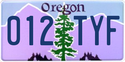 OR license plate 012TYF