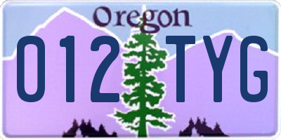 OR license plate 012TYG