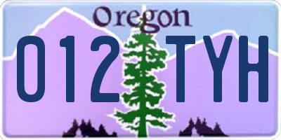 OR license plate 012TYH