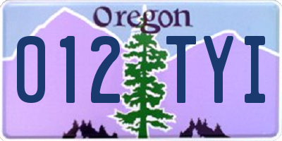 OR license plate 012TYI
