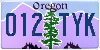 OR license plate 012TYK