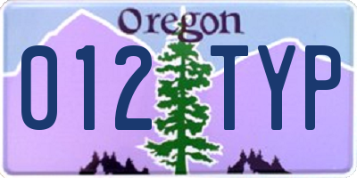 OR license plate 012TYP