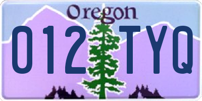 OR license plate 012TYQ