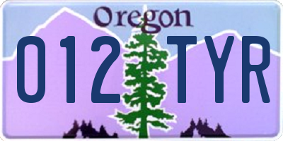 OR license plate 012TYR