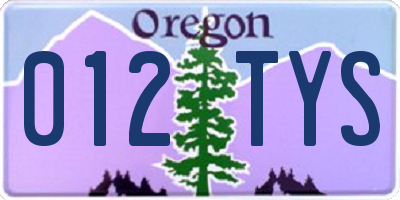 OR license plate 012TYS
