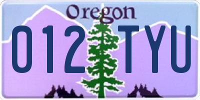 OR license plate 012TYU