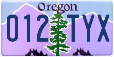 OR license plate 012TYX