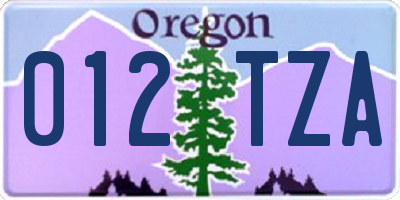 OR license plate 012TZA