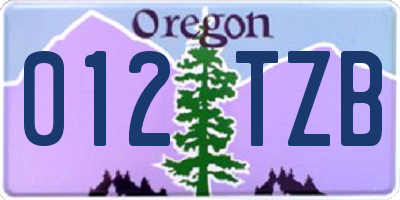 OR license plate 012TZB