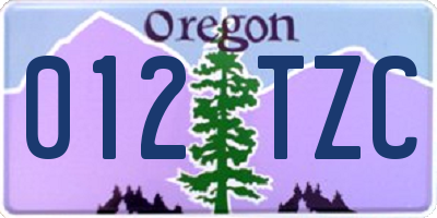 OR license plate 012TZC