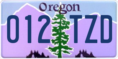 OR license plate 012TZD
