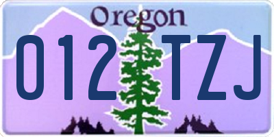 OR license plate 012TZJ