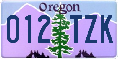 OR license plate 012TZK