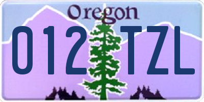 OR license plate 012TZL