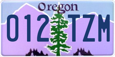 OR license plate 012TZM