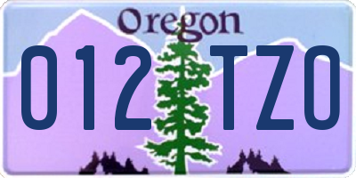 OR license plate 012TZO