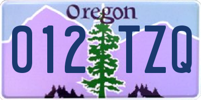 OR license plate 012TZQ