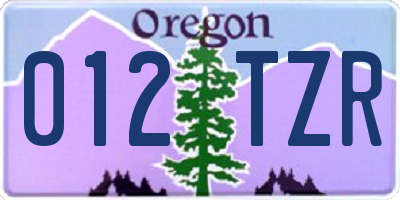 OR license plate 012TZR
