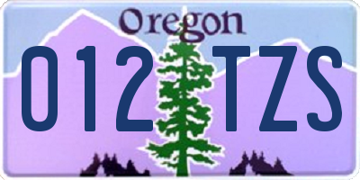 OR license plate 012TZS